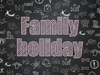 Image showing Tourism concept: Family Holiday on School Board background