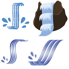 Image showing Set of Different Waterfalls Icons