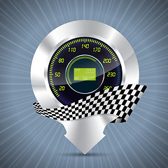 Image showing Cool pointer with speedometer and race flag