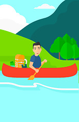 Image showing Man canoeing on the river.