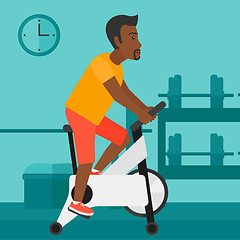 Image showing Man doing cycling exercise.