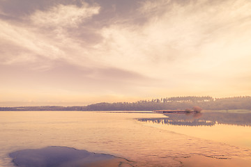 Image showing Ice on a frozen lake in the morning