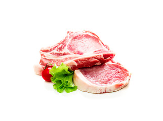 Image showing Pieces of raw beef isolated on white background