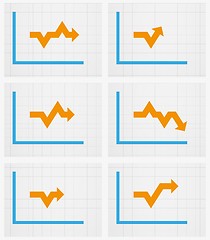 Image showing six charts with arrow