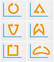 Image showing six charts with arrow