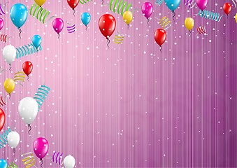 Image showing background with balloons and confetti