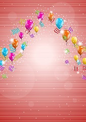 Image showing background with balloons and confetti