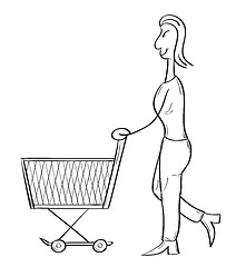 Image showing woman with emptysupermarket cart