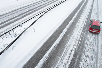 Image showing Winter traffic on the motorway