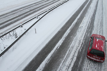 Image showing Winter traffic on the motorway