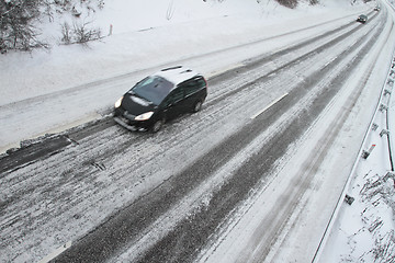 Image showing Winter traffic on the motorway