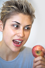 Image showing woman and apple