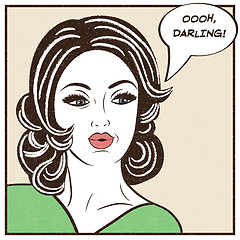 Image showing Pop Art illustration of girl with the speech bubble