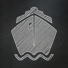 Image showing Travel concept: Ship on chalkboard background