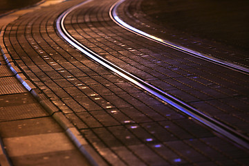 Image showing Tram rails in city
