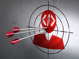 Image showing Software concept: arrows in Programmer target on wall background