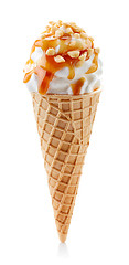 Image showing ice cream with caramel and peanuts