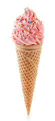 Image showing ice cream cone with pink icecream