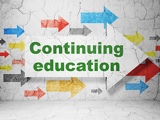 Image showing Education concept: arrow with Continuing Education on grunge wall background