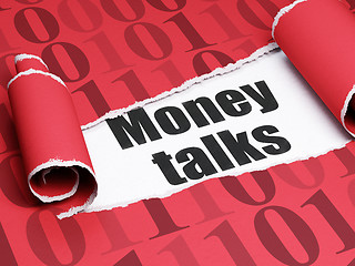 Image showing Business concept: black text Money Talks under the piece of  torn paper