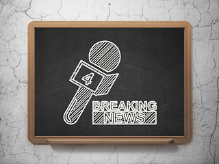 Image showing News concept: Breaking News And Microphone on chalkboard background