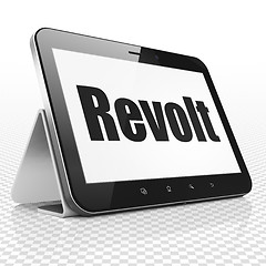 Image showing Political concept: Tablet Computer with Revolt on display
