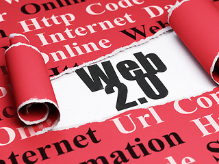 Image showing Web development concept: black text Web 2.0 under the piece of  torn paper