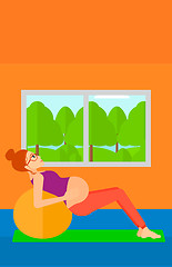 Image showing Pregnant woman on gymnastic ball.