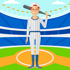 Image showing Baseball player with bat.