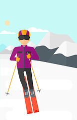 Image showing Young man skiing.