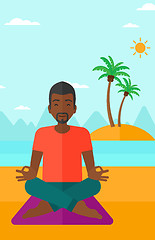 Image showing Man meditating in lotus pose.