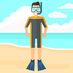 Image showing Man with swimming equipment.