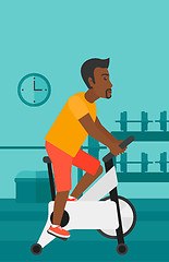 Image showing Man doing cycling exercise.