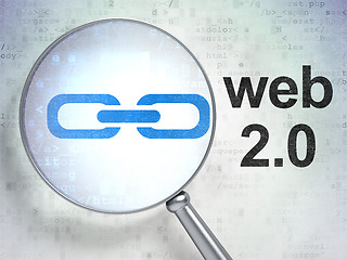 Image showing Web development concept: Link and Web 2.0 with optical glass