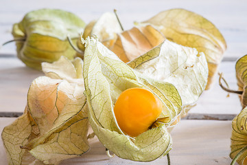 Image showing Golden berries close-up on a table