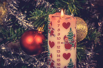 Image showing Christmas candle with december calendar