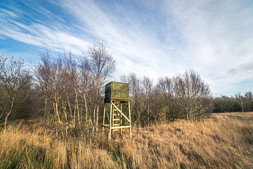 Image showing Autumn nature with a hunting tower