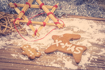 Image showing Christmas cookies on a wooden board