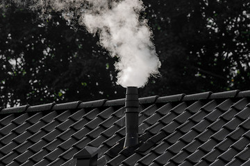 Image showing White smoke from a chimney