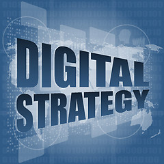 Image showing digital strategy word on digital touch screen vector illustration