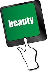 Image showing enter keyboard key button with beauty word on it,