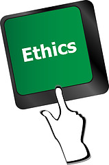 Image showing ethics concept on the modern computer keyboard key