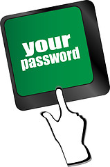 Image showing your password button on keyboard - security concept