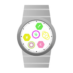 Image showing Smart watch with apps icons isolated on white