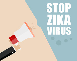 Image showing Hand holding megaphone - Attention ZIKA virus, vector illustration