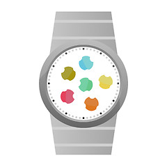 Image showing Smart watch with flat icons. Vector illustration. isolated on white