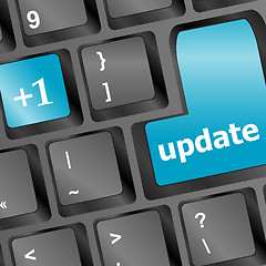 Image showing Upgrade computer key on blue keyboard vector illustration