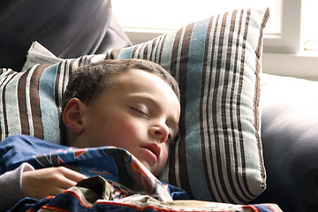 Image showing Cute Little Boy Sleeping on the Couch