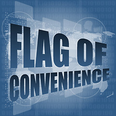 Image showing flag of convenience word on digital touch screen vector illustration