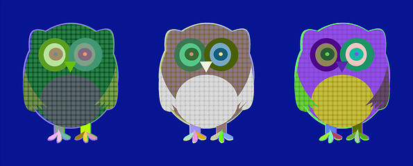 Image showing Vector set of cute textile owls